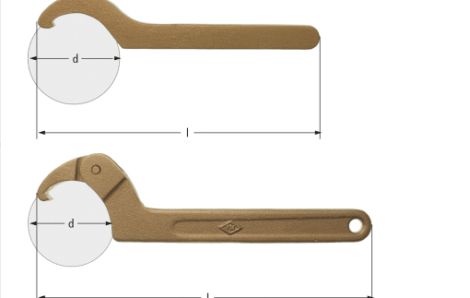 Hook spanner, fixed/adjustable hook